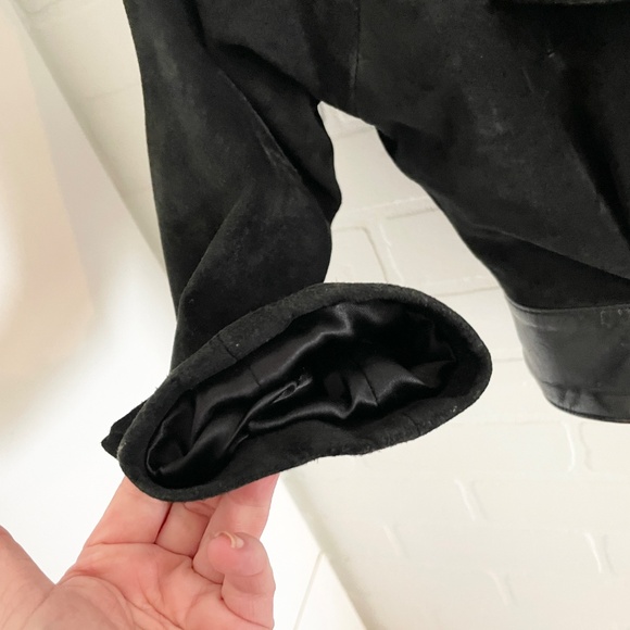 Vintage Danier Y2K Real Leather Jacket Crop Statement ruffled collar Mobwife S - Picture 12 of 12